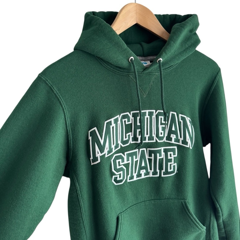 Russell Michigan State Hoodie Sz S Forest Green Hooded Sweatshirt Pullover GUC
